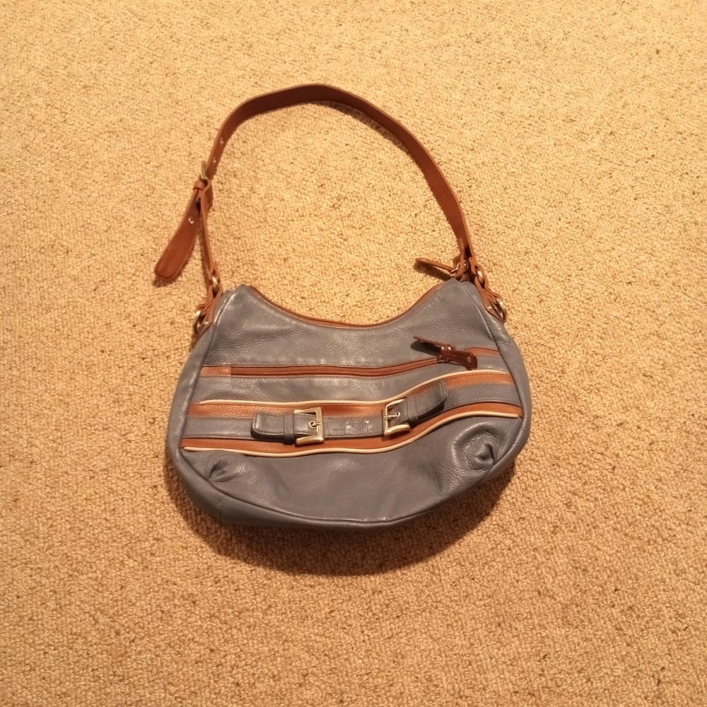 ELEGANT BLUE/BROWN STONE MOUNTAIN HANDBAG